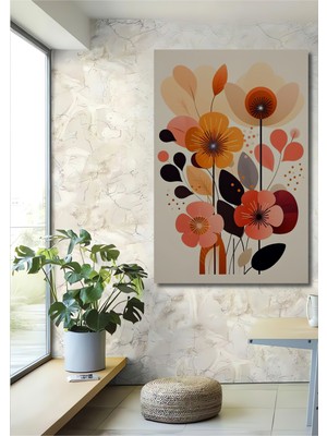 Teona Ahşap Canlı Çiçek Desenli Soyut Sanat Ahşap Dekoratif Tablo Dikdörtgen Tablo