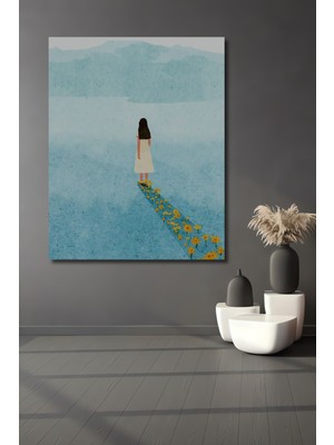 Teona Ahşap Sulu Boya Görünümlü Yalnızlık Yolunda Ahşap Dekoratif Tablo Dikdörtgen Tablo