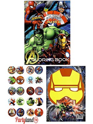 Partylandtr Avengers Yenilmezler Boyama Kitabı 3'lü (Boyama, Sticker, Arka Kapak Maske) Anonim Yazar 6-9 Yaş Aralığı