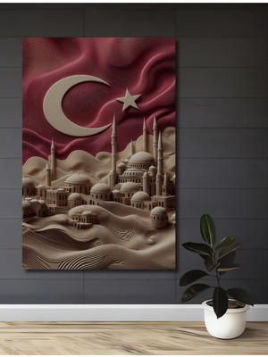 Teona Ahşap Ay Yıldızla Bezeli Ahşap Dekoratif Tablo Dikdörtgen Tablo