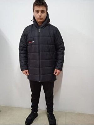 Anorak Kaban Mont Uzun Kol Regular Fit Erkek Çocuk Elyaf Kumaş Siyah Renk