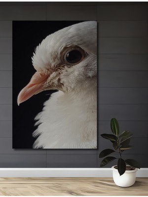 Teona Ahşap Beyaz Güvercin Yağlı Boya Görünümlü Ahşap Dekoratif Tablo Dikdörtgen Tablo