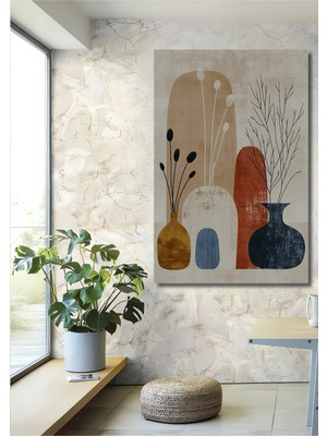 Teona Ahşap Ahşap Dekoratif Tablo Modern Sanat Pastel Boya Görünümlü Vazo Çiçek Tasarımı Dikdörtgen Tablo