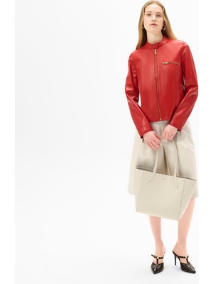 Desa Kadın Beyaz Deri Bermuda Şort