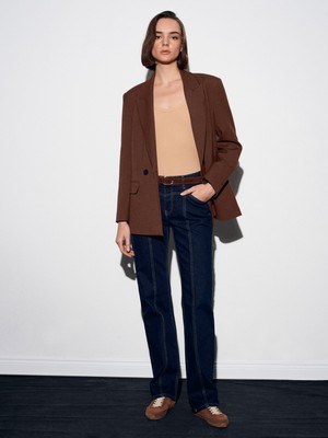 Dilvin 72087 Kemerli Dikiş Detaylı Jean-Lacivert