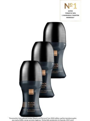 Avon Black Suede Dark Erkek Rollon 50 Ml. Üçlü Set
