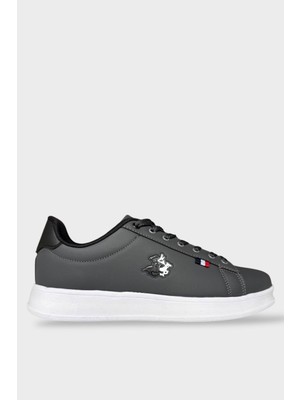 Liger Unisex Spor Ayakkabı Füme - Siyah Düz Tabanlı Hafızalı Deri Sneakers