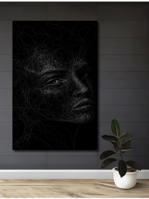 Teona Ahşap Kadın Yüzü Karakalem Görünümlü Modern Sanat Ahşap Dekoratif Tablo Dikdörtgen Tablo