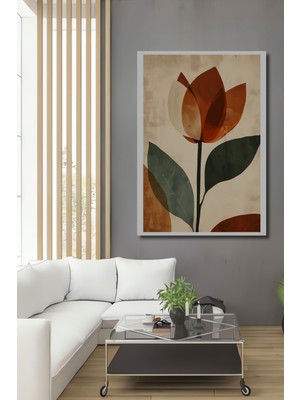 Teona Ahşap Soyut Çiçek Yağlı Boya Görünümlü Dekoratif Ahşap Tablo Dikdörtgen Tablo