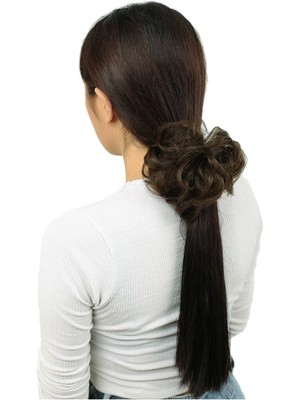 Marsilyan Saçlı Lastikli Topuz Toka - Kumral