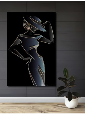 Teona Ahşap Kadın Figür Yağlı Boya Görünümlü Dekoratif Ahşap Tablo Dikdörtgen Tablo