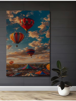 Teona Ahşap Renkli Balonlar Yağlı Boya Görünümlü Ahşap Dekoratif Tablo  Dikdörtgen Tablo