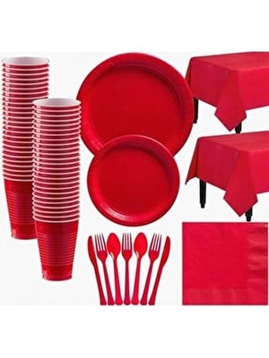  özel günleriniz ıçin kırmızı tek kullanımlık set 25'li paket