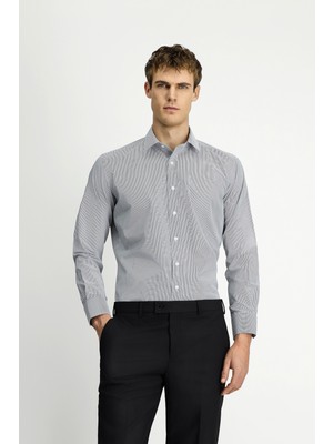 Kiğılı Uzun Kol Klasik Çizgili 4 Mevsim Pamuklu Kolay Ütülenebilir Gömlek