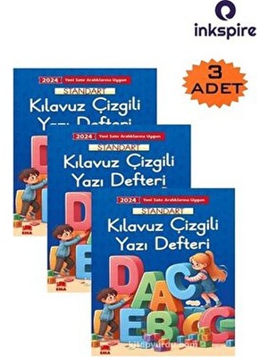 Teknotrust Çok Renkli Yeni Müfredat Güzel Yazı Defteri A4 19X27 cm 24 Yaprak 3 Adet Standart Kılavuz Çizgili Y