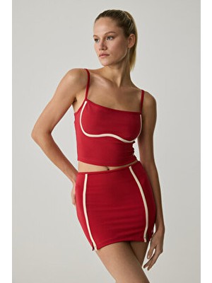 Shavonte Kadın Askılı Gogusaltı Biye Detaylı Kırmızı Büstiyer