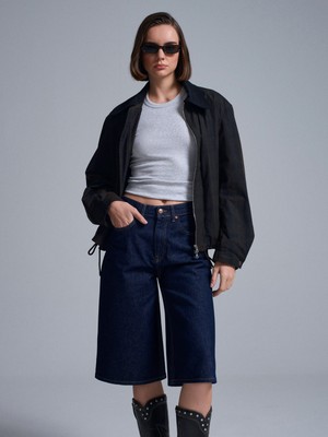 Dilvin 72084 %100 Pamuk Bermuda Şort-Lacivert