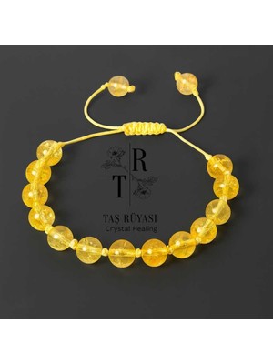 Taş Rüyası Sitrin  Bolluk Bereket Örme Bileklik 8 mm