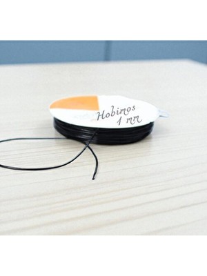Hobimos 1 mm Siyah Esnek Lastik Misina - Kolye, Bileklik Ipi, Siyah Esnek Misina
