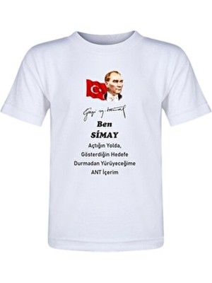 Hediyenza 23 Nisan, 29 Ekim, 10 Kasım, Kişiye Özel Atatürk ve Andımız Baskılı Yetişkin / Çocuk Tişört