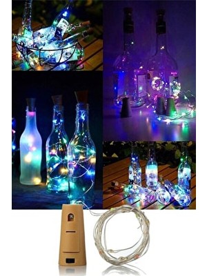 Mantar Tıpalı Peri LED 2 mt Çok Renkli Şişe LED Piller Enerji Tasarruflu Özellikli Aydınlatma