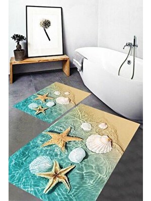 Dijital Baskı Yıkanabilir Kaymaz Taban Modern Banyo Paspası