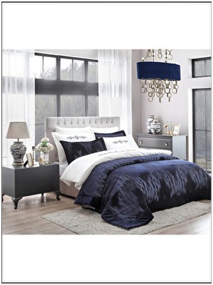 Taç Çeyiz Seti Evimdeki Işıltı Estela Lacivert Çift Kişilik 12 Parça