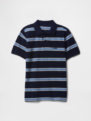 Gap Erkek Çocuk Lacivert Gap Logo Pique Polo Yaka T-Shirt