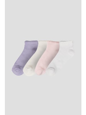 Defne Baby 4 Çift Yazlık Pamuklu Kız Çocuk Patik Çorabı
