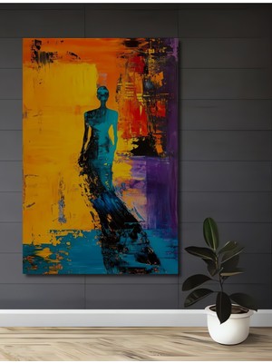 Teona Ahşap Soyut Kadın Figürü Yağlı Boya Görünümlü Ahşap Dekoratif Tablo Dikdörtgen Tablo