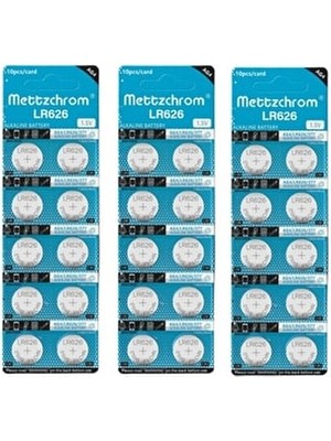 Mettzchrom 30'lu Kol Saat Pili SR626 LR626 1.5V Uzun Ömürlü Yüksek Performans