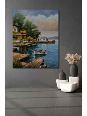 Teona Ahşap Istanbul Boğazı Yağlı Boya Görünümlü Ahşap Dekoratif Tablo Dikdörtgen Tablo