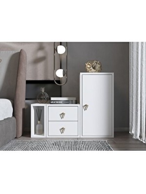 nettrends.net The New Trend Of Shopping Modüler Şifonyer Dar Niş Çift Çekmeceli Blok Uzun Kapaklı Dolap Beyaz- PNR-ŞFN-1002