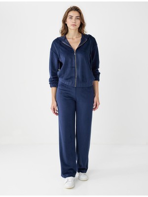 Jimmy Key Lacivert Uzun Kollu Kapüşonlu Polar Örme Sweatshirt