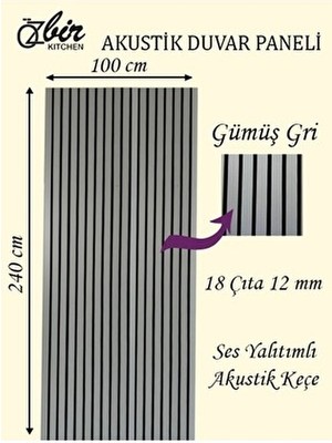  özbir kıtchen gümüş gri akustik duvar paneli 100x240 ahşap duvar paneli