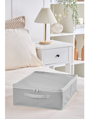 Serstil Küçük Boy Baza Altı Kutu Hurç | Kapaklı Fermuarlı Yatak Altı Düzenleyici Saklama Kutusu - 30X38X12CM