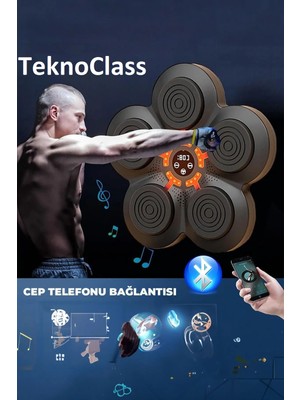 TeknoClass Boks Eğitim Makinesi Müzikli Bluetooth Hoparlör Genç Yetişkin Boks Egzersizi Eldiven Hediyeli