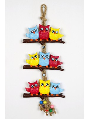 Entude Renkli Baykuş Duvar Süsü, Dekoratif Bahçe, Balkon Süsü