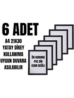 Hometaş Ev Ürünleri Hometaş Kişiselleştirilebilir 6 Adet A4 21 x 30 cm Siyah Fotoğraf Çerçevesi Plastik Diploma Sertifika
