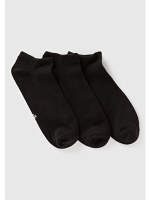 United Colors Of Benetton Unisex Siyah 3'lü Patik Çorap