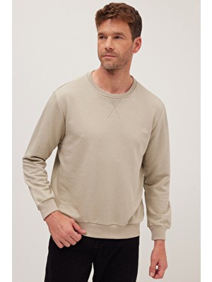 Tudors Unisex Relax Fit Rahat Kesim %100 Pamuk Basic Taş Bisiklet Yaka Sweatshirt