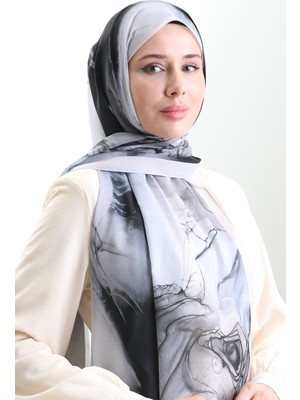 Hanzade Fransız Ipeği Şal 70328-02 Siyah Açık Vizon