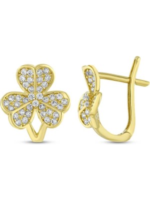 Assos Pırlanta Altın Yonca Küpe - 14K