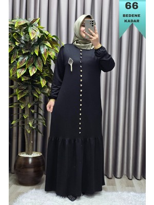 Elmas Tesettür Kadın Giyim Büyük Beden Kristal Düğmeli Elbise