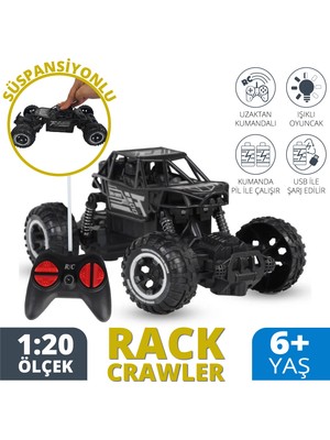 Smartfox Işıklı Uzaktan Kumandalı Şarjlı Full Fonksiyonlu Rock Crawler Jeep 1:20 Oyuncak Araba
