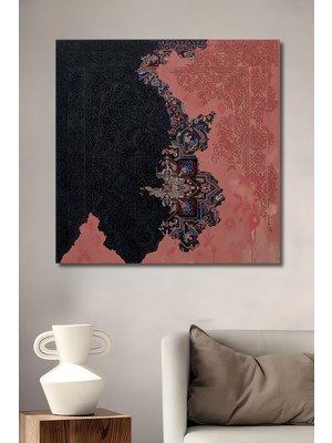 Teona Ahşap Bohem Desenli Yağlı Boya Görünümlü Ahşap Dekoratif Tablo Dikdörtgen Tablo