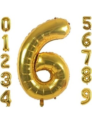  6 yaş rakam folyo balon altın renk 36 cm 16 ınç -dogum günü -parti-kutlama