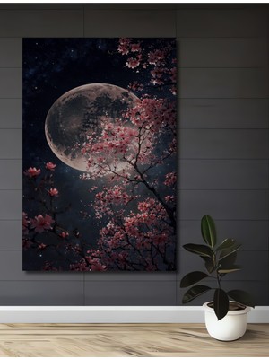 Teona Ahşap Romantik Ay Işığı Ahşap Dekoratif Tablo Yağlı Boya Görünümlü Sanat Eseri Dikdörtgen Tablo