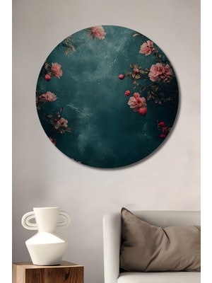 Teona Ahşap Bahar Esintisi Çiçek Tarlası Yağlı Boya Görünümlü Dekoratif Ahşap Tablo Yuvarlak Tablo