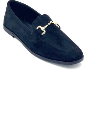 Kindep Mis Toka Detaylı Günlük Kadın Babet Süet Siyah